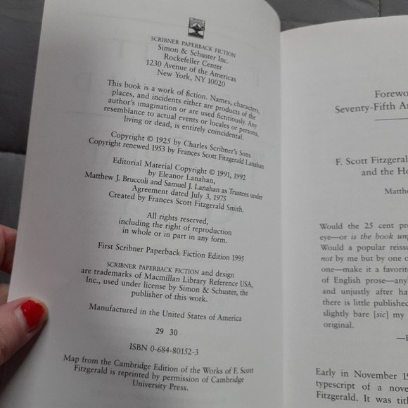 The Great Gatsby by F. Scott Fitzgerald 1995 Paperback Book - Picture 5 of 5